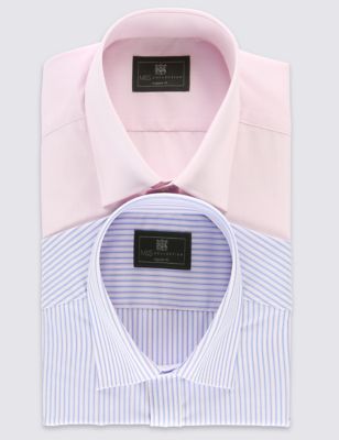 2 Pack Easy to Iron Striped Shirts